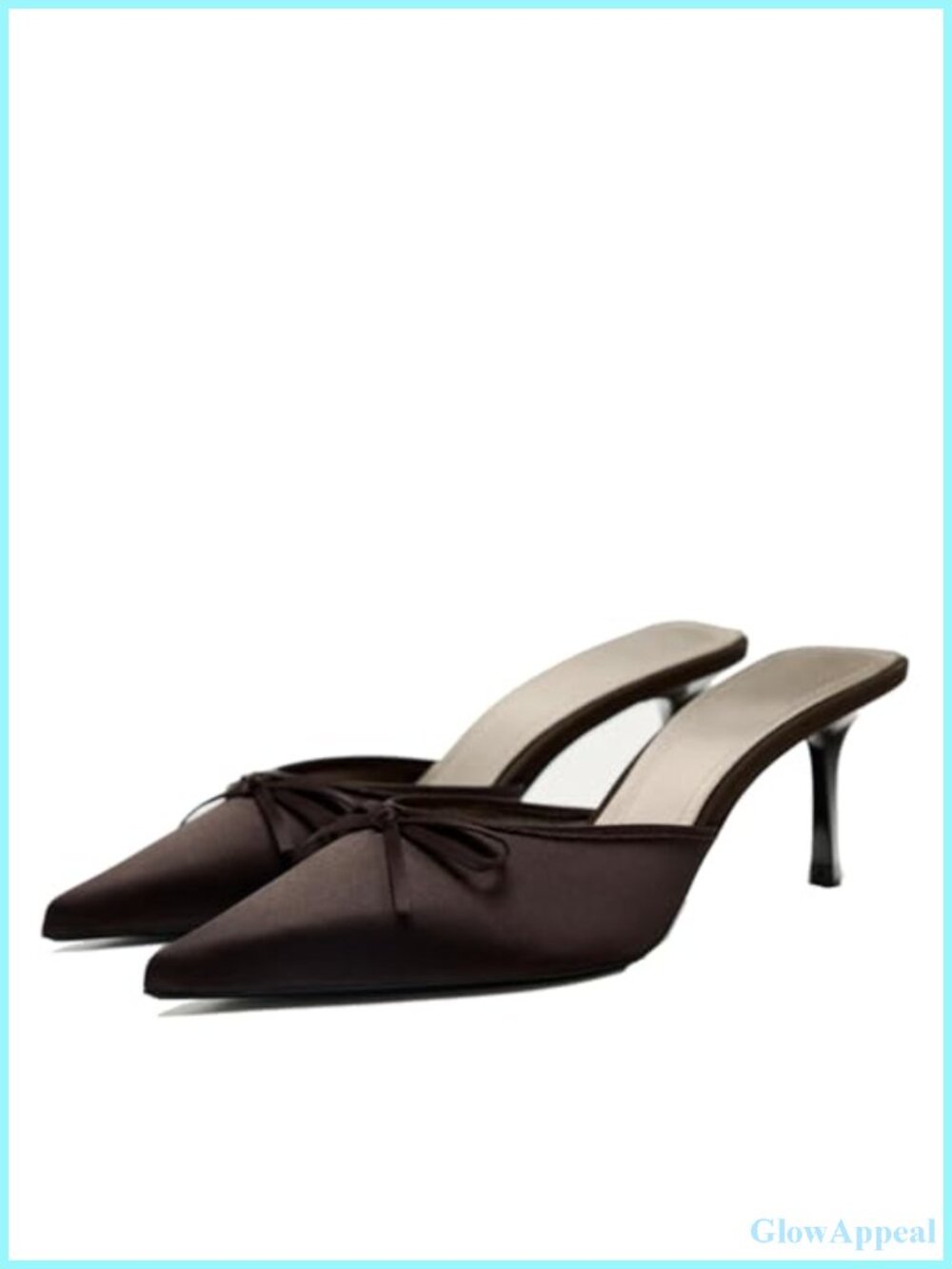 Kitten Heel Bow Mules Slip On Backless Low Heel Pumps